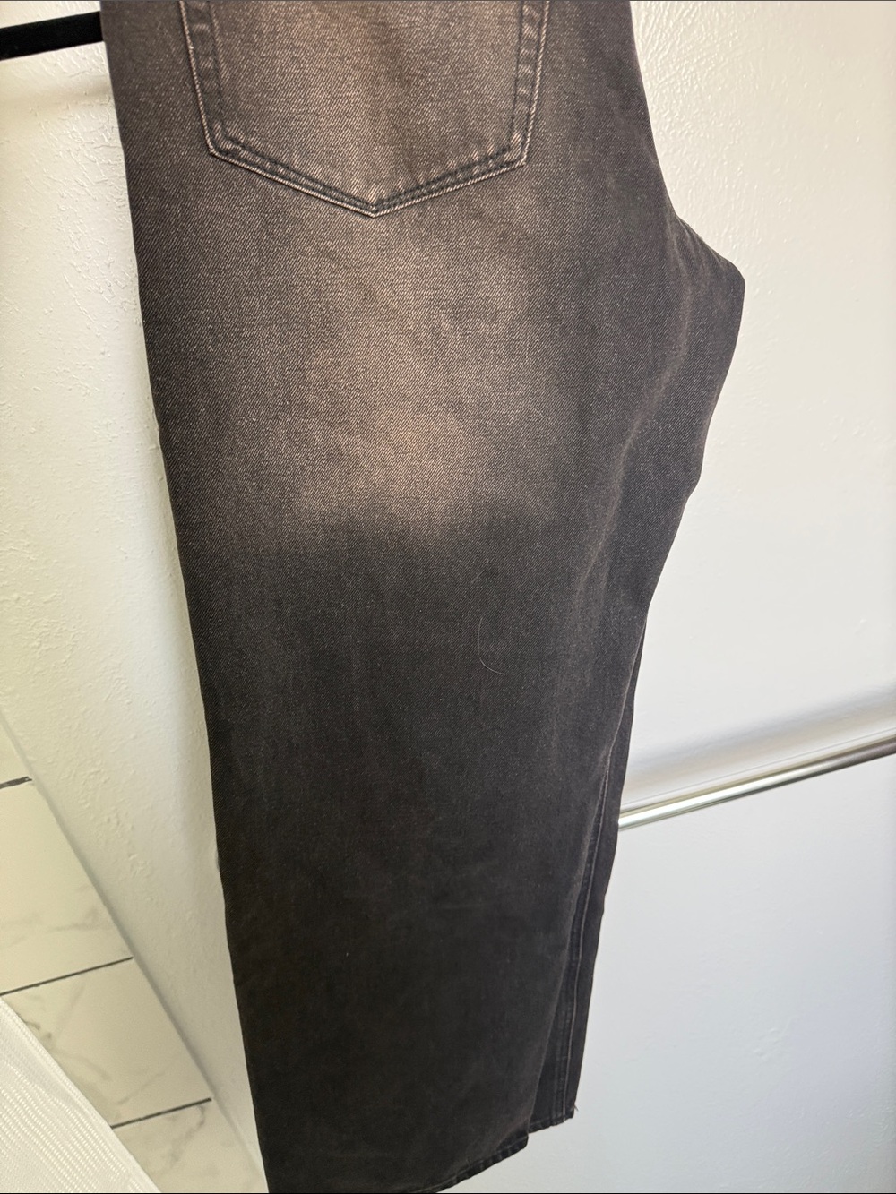Men's Black Washed Distressed with Rust Accent Jeans - Picture 8 of 8